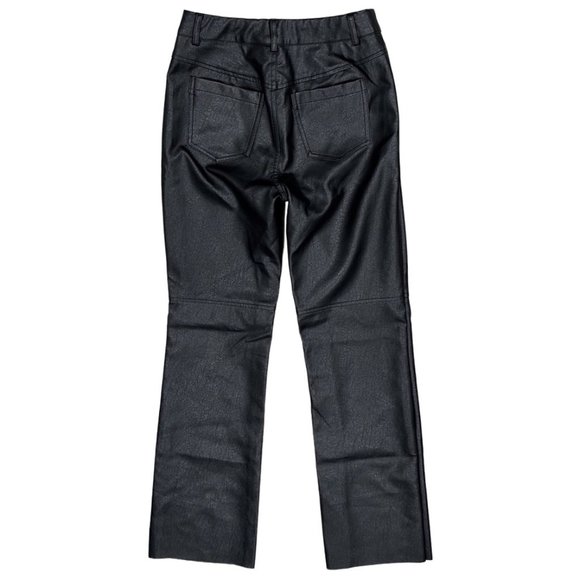 Princess Polly Macey High-Rise Straight Leg Vegan Faux Leather Pants in Black - Picture 5 of 16